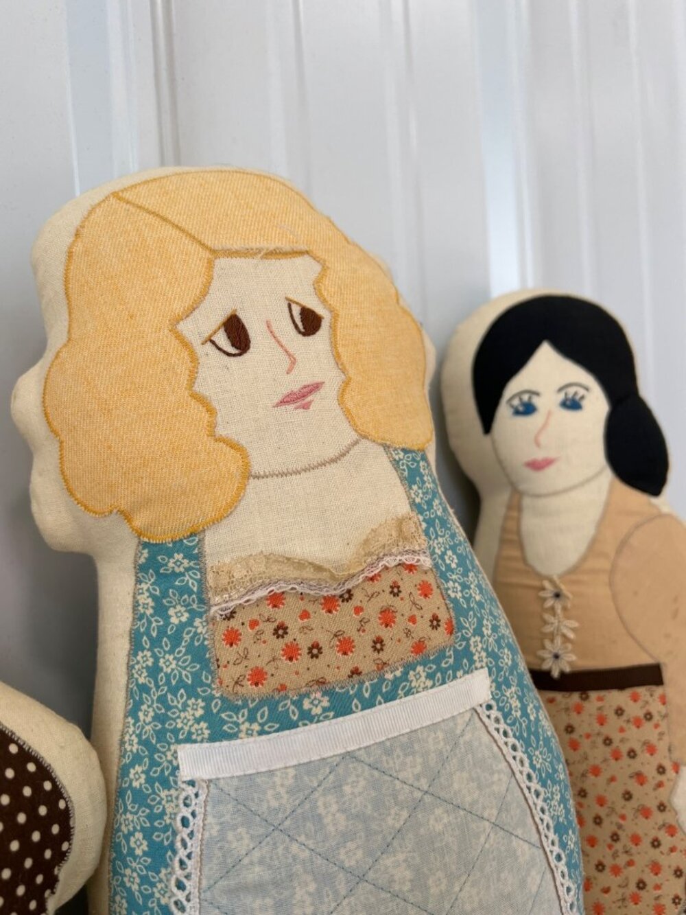 Vintage Handcrafted Folk Art Doll Set Prairie Victorian Cloth Dolls Cottagecore - Picture 8 of 10